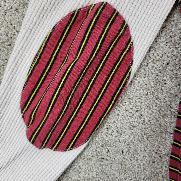 BDG UO Frazier Sweater M White Red Stripe Asymmetric Patch Waffle Knit Acadamia - Picture 5 of 12